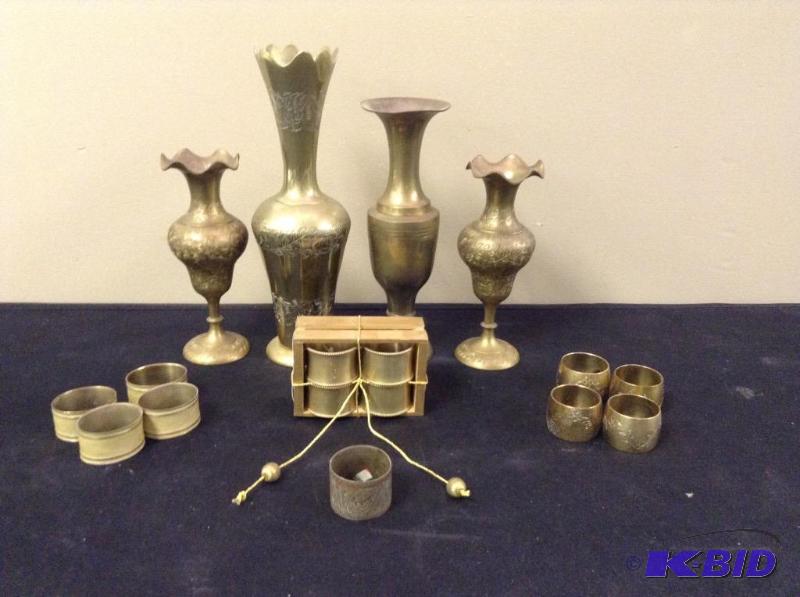lot 46 image: Brass Vases & Napkin Rings