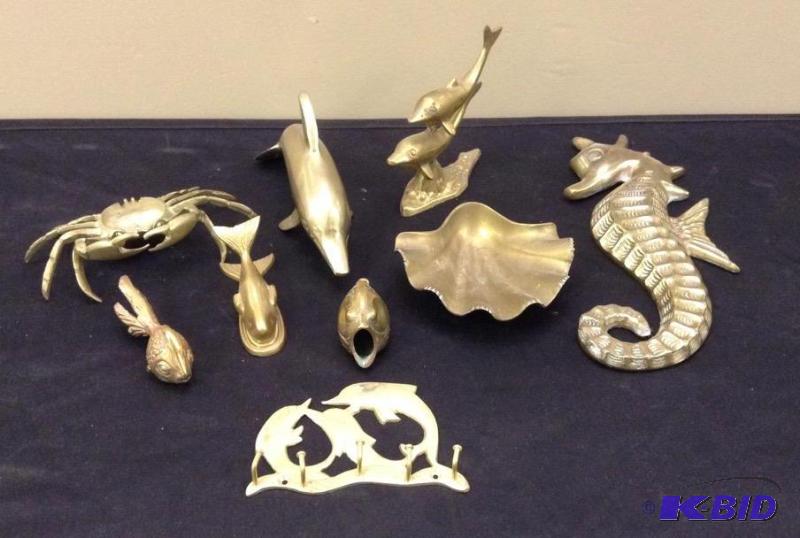 lot 5 image: Brass Sea Life Collection - Sea Horse Dolphins Fish and More