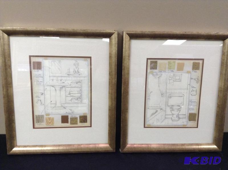 lot 58 image: 2 Bronze Framed Bathroom Prints