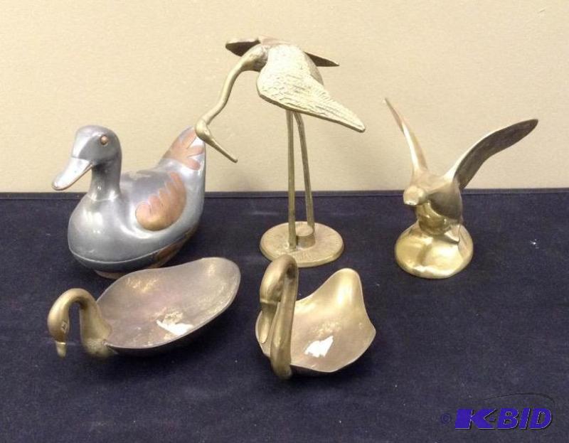 lot 7 image: Brass Collection Covered Duck Dish - Crane - Goose - Swans