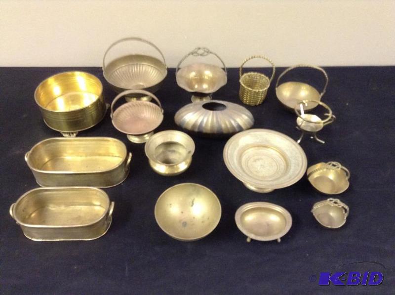 lot 71 image: Brass Containers and Bowl