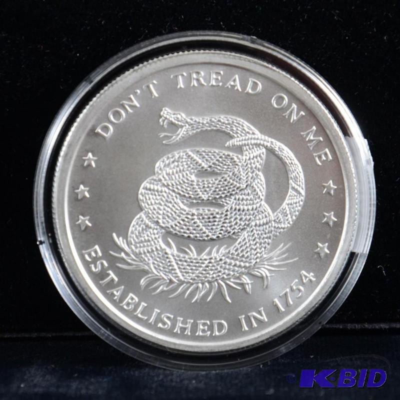 1 troy oz Silver DONT TREAD ON ME - THE PRICE OF LIBERTY round .999 BU