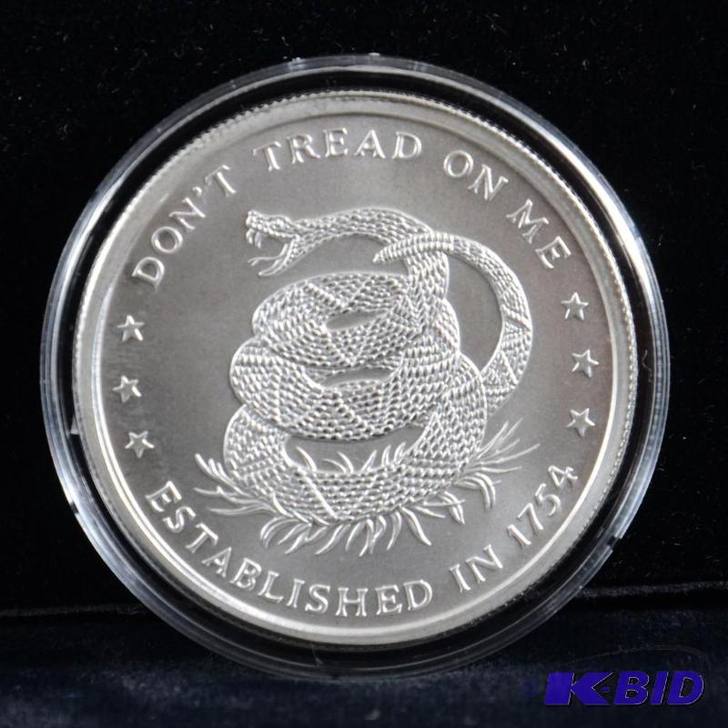 1 troy oz Silver DONT TREAD ON ME - THE PRICE OF LIBERTY round .999 BU