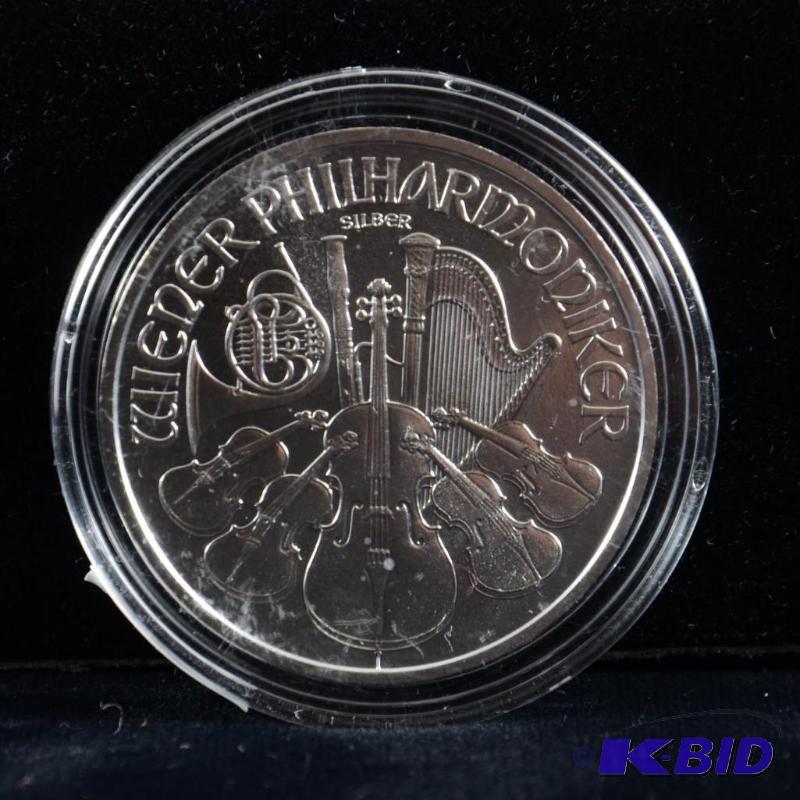 2008 Austria Vienna Philharmonic 1.5 Euro 1 Oz .999 Silver Coin