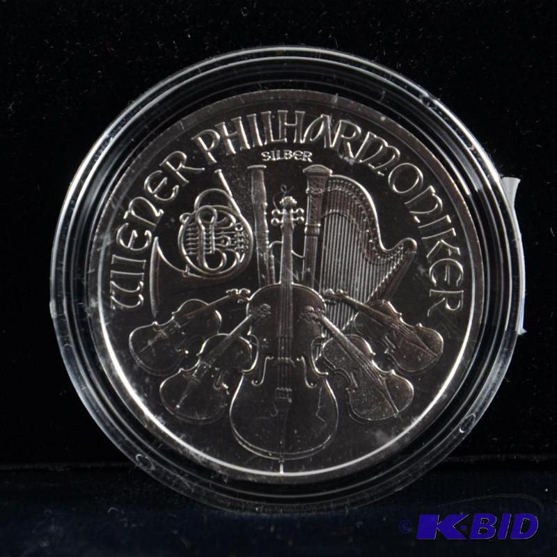 2008 Austria Vienna Philharmonic 1.5 Euro 1 Oz .999 Silver Coin