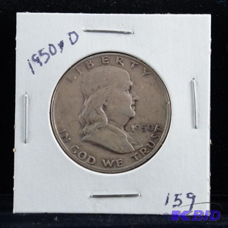 1950-D Ben Franklin Silver Half Dollar