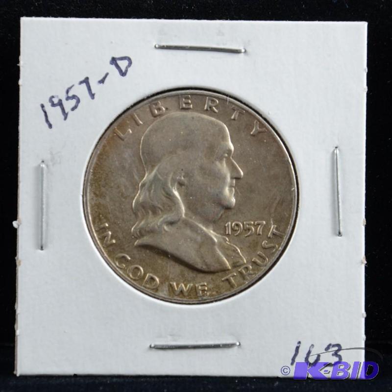 1957-D Ben Franklin Silver Half Dollar