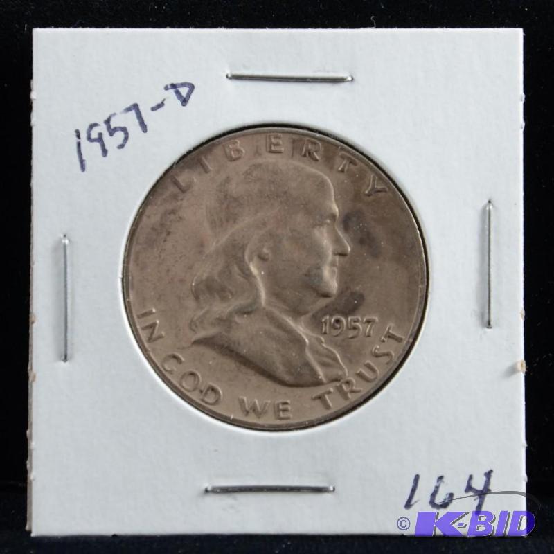 1957-D Ben Franklin Silver Half Dollar