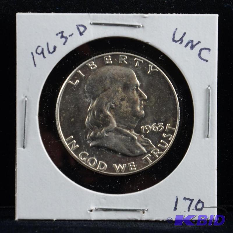 1963-D Ben Franklin Silver Half Dollar Uncirculated