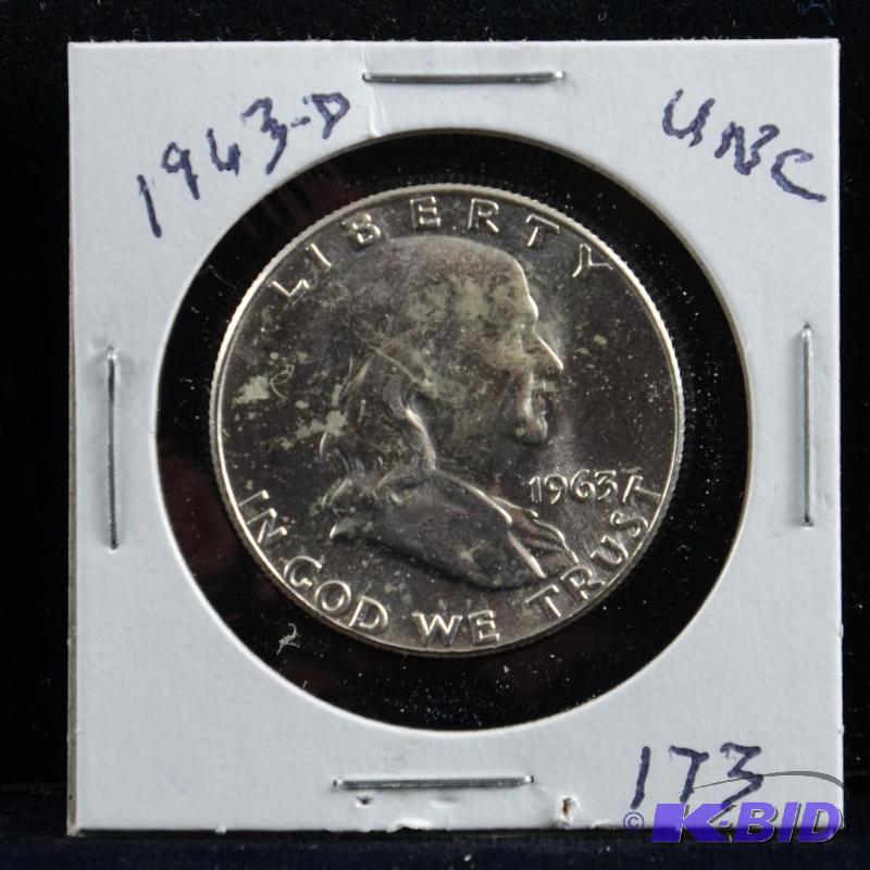 1963-D Ben Franklin Silver Half Dollar Uncirculated