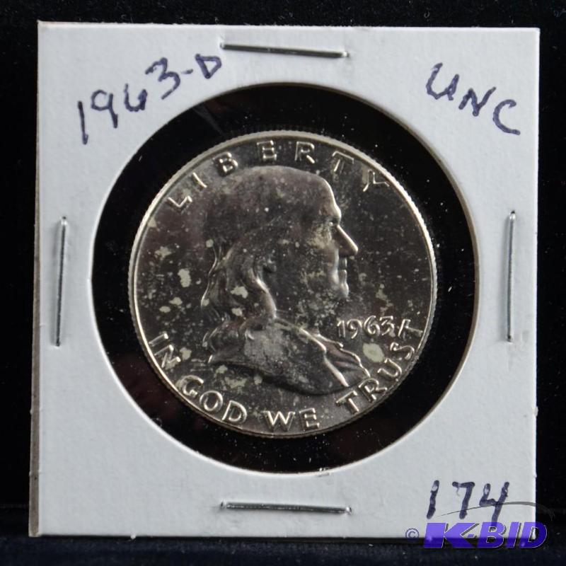 1963-D Ben Franklin Silver Half Dollar Uncirculated