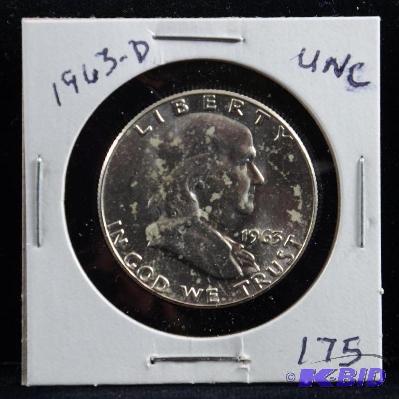 1963-D Ben Franklin Silver Half Dollar Uncirculated