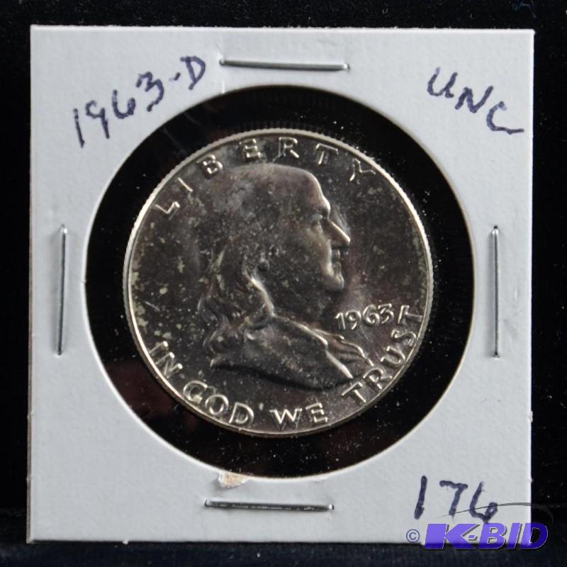 1963-D Ben Franklin Silver Half Dollar Uncirculated