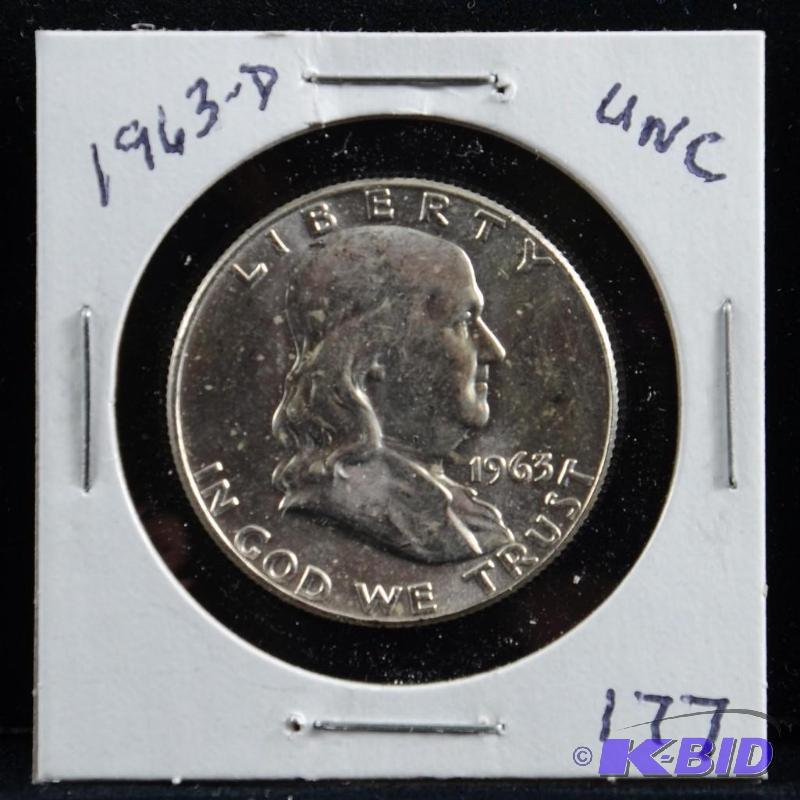 1963-D Ben Franklin Silver Half Dollar Uncirculated
