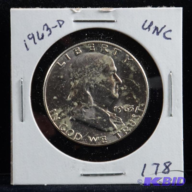 1963-D Ben Franklin Silver Half Dollar Uncirculated