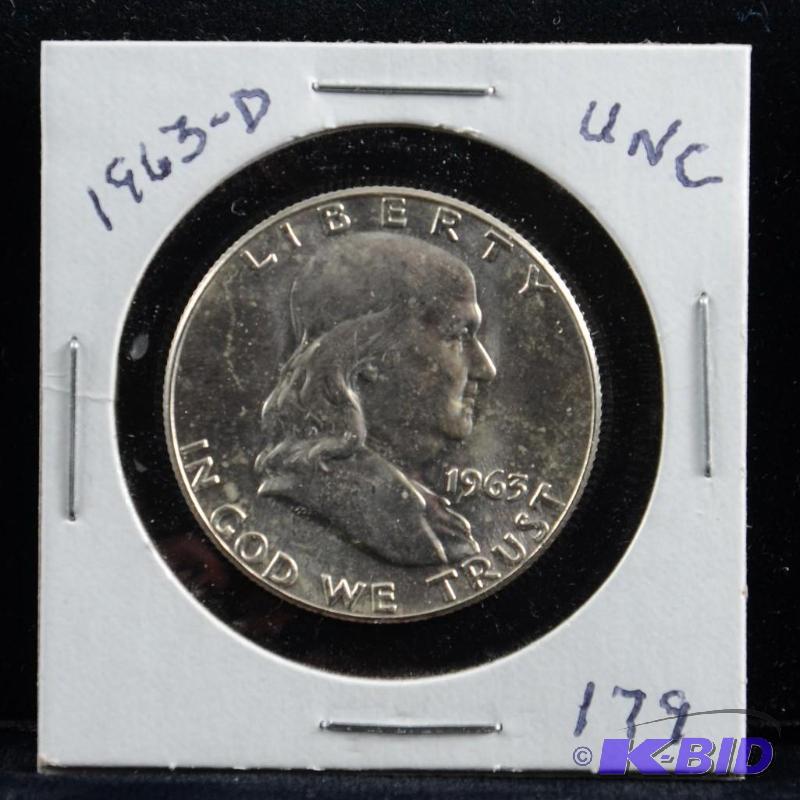 1963-D Ben Franklin Silver Half Dollar Uncirculated
