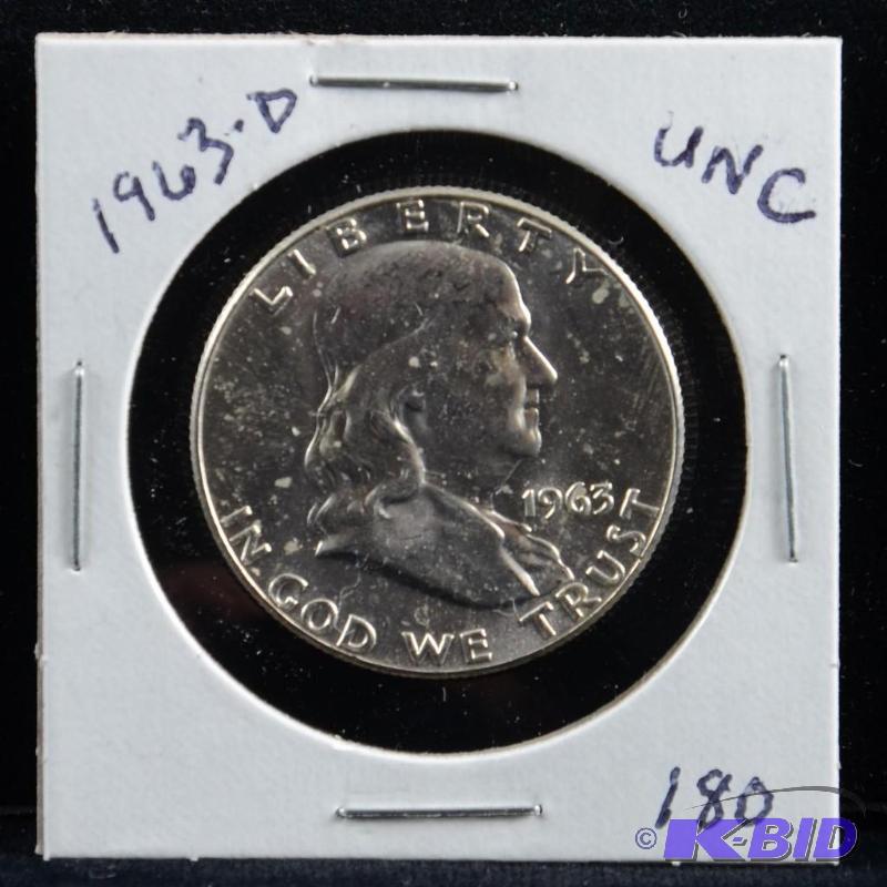 1963-D Ben Franklin Silver Half Dollar Uncirculated