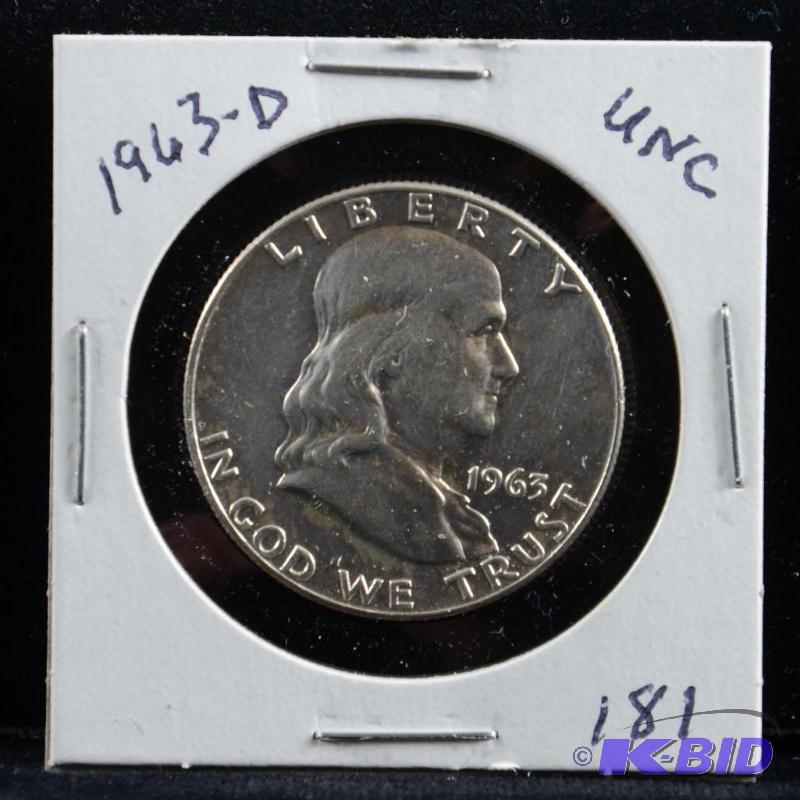 1963-D Ben Franklin Silver Half Dollar Uncirculated