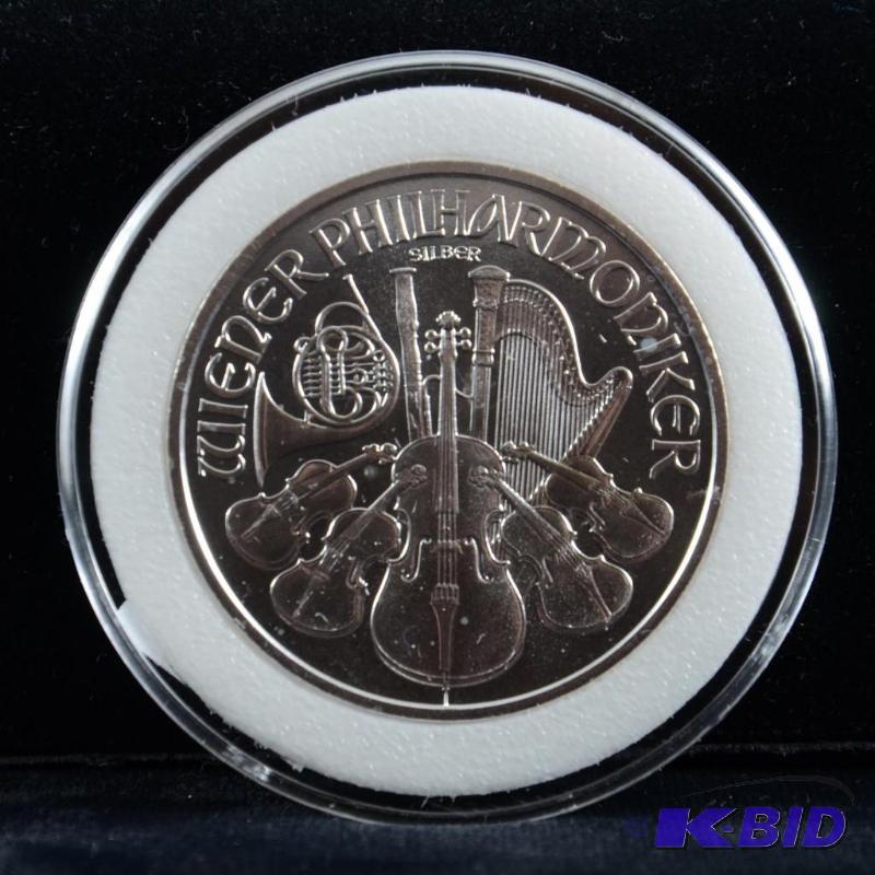 2008 Austria Vienna Philharmonic 1.5 Euro 1 Oz .999 Silver Coin