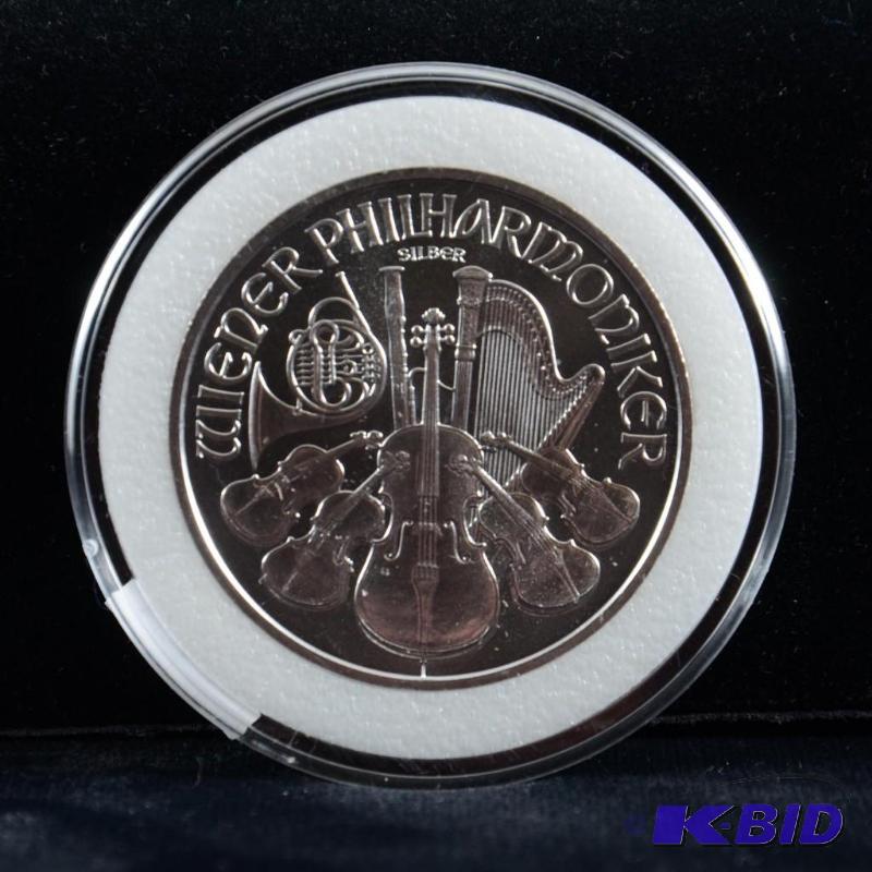 2008 Austria Vienna Philharmonic 1.5 Euro 1 Oz .999 Silver Coin