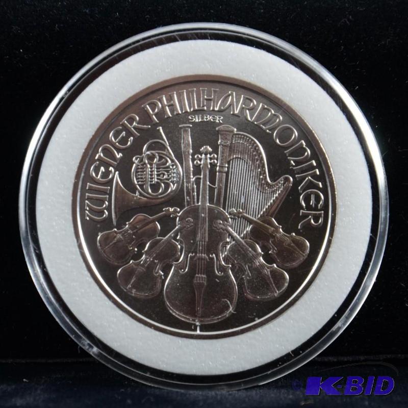 2008 Austria Vienna Philharmonic 1.5 Euro 1 Oz .999 Silver Coin