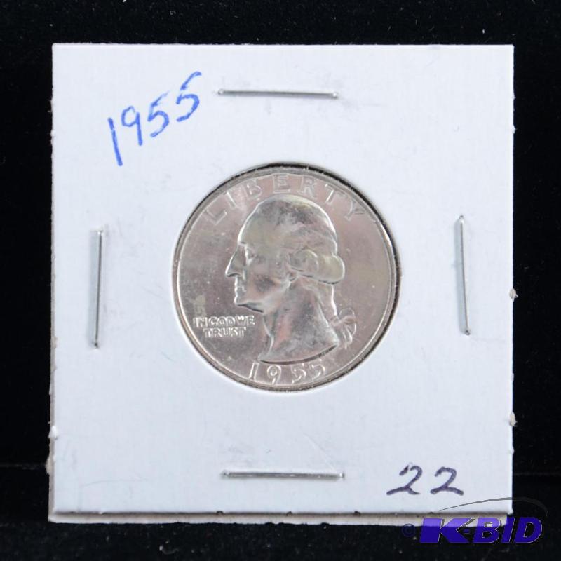 1955 Philadelphia Washington 90% Silver Quarter UNC