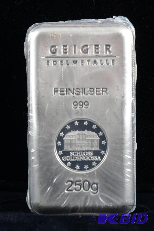 250 Gram Germany Geiger Security Line Silver Bar ( 8.125 troy oz