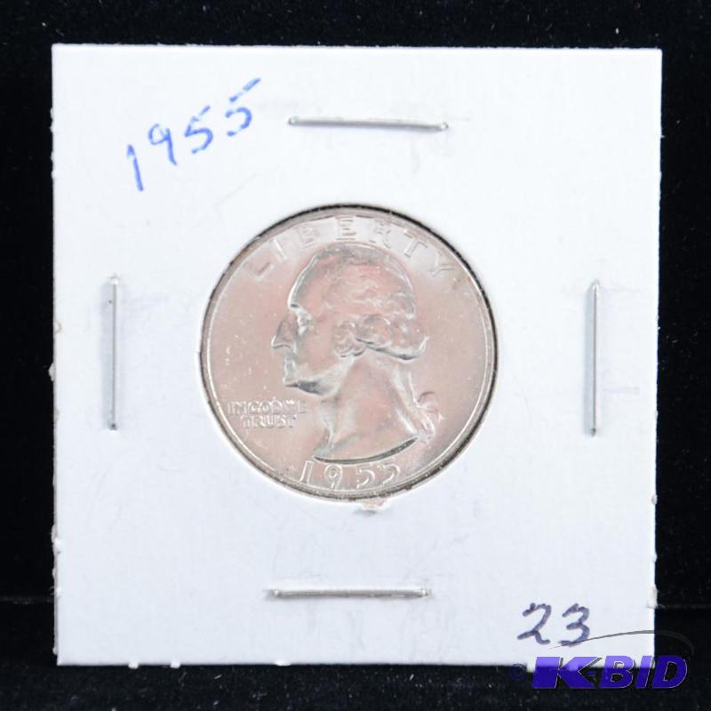 1955 Philadelphia Washington 90% Silver Quarter UNC