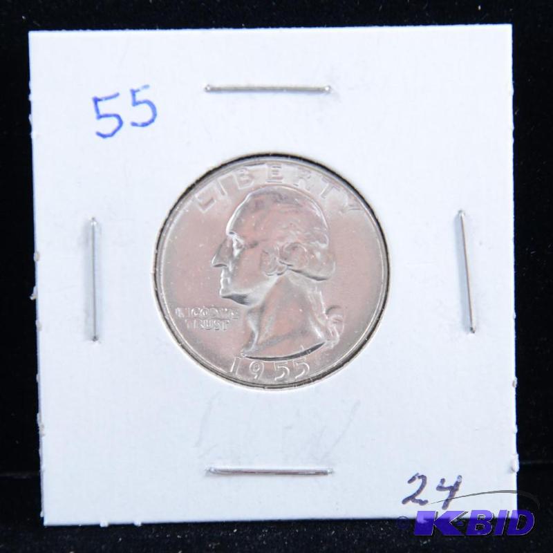 1955 Philadelphia Washington 90% Silver Quarter UNC