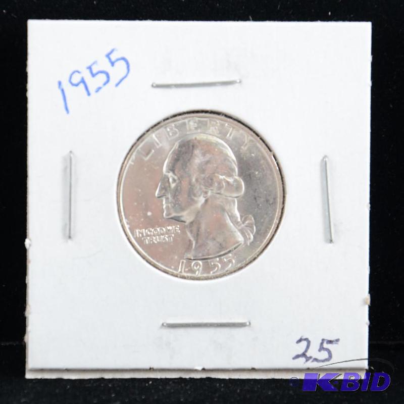 1955 Philadelphia Washington 90% Silver Quarter UNC