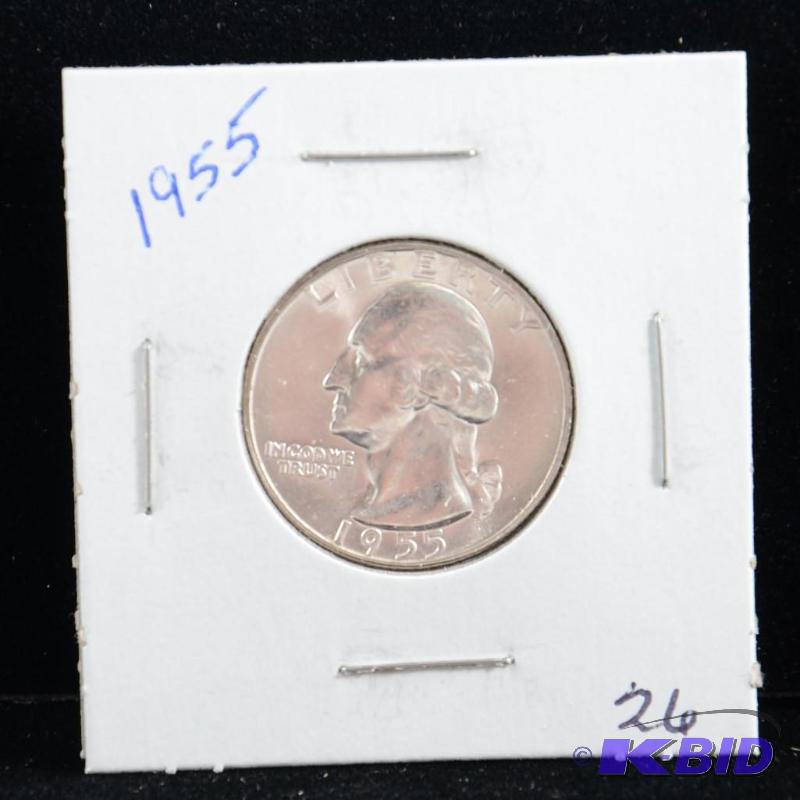 1955 Philadelphia Washington 90% Silver Quarter UNC