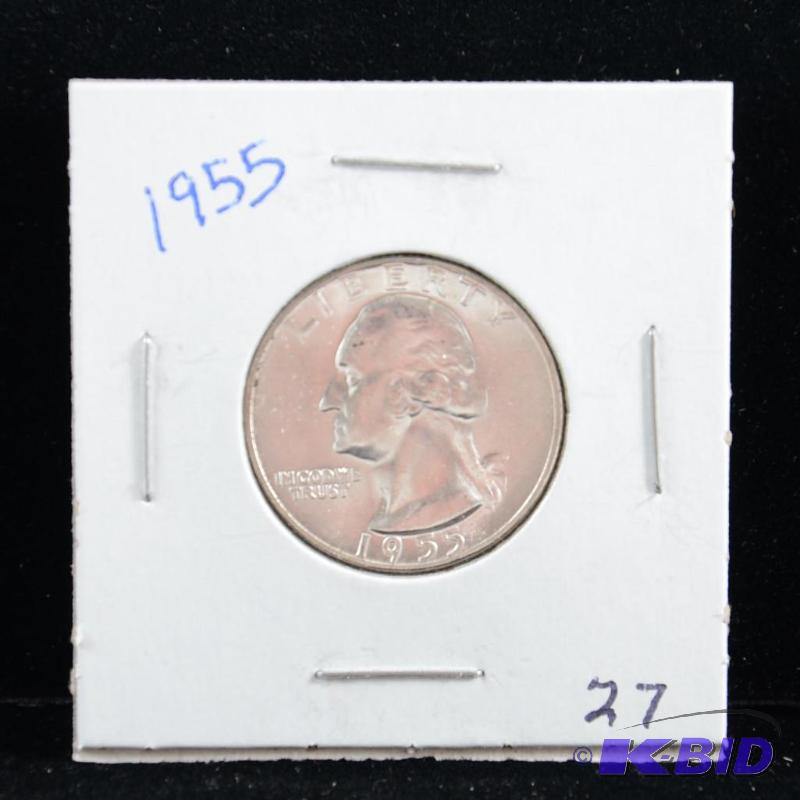 1955 Philadelphia Washington 90% Silver Quarter UNC