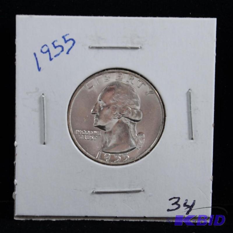 1955 Philadelphia Washington 90% Silver Quarter UNC