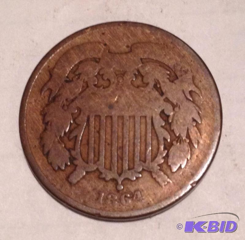 - 1864 Civil War Dated Two Cent Piece.