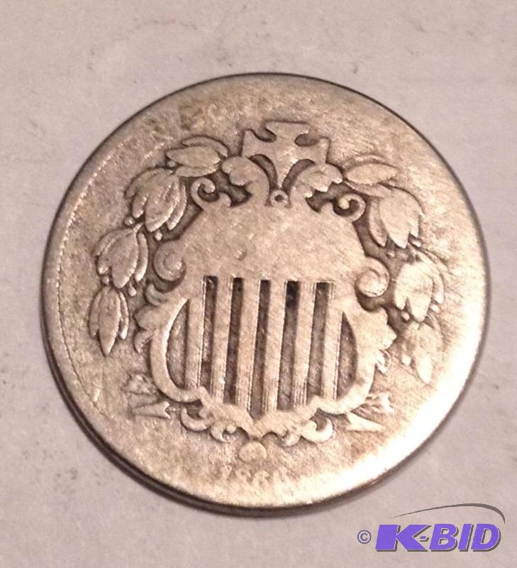 1866  Shield Nickel With Rays Better Date.