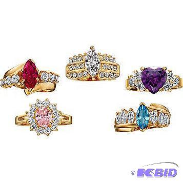New Ladies Goldtone 5 Cubic Zirconia Ring Se...
