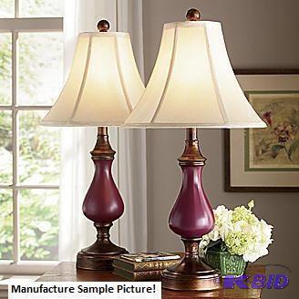 Pair Of New Burgundy Touch Lamps - 13&quot d...