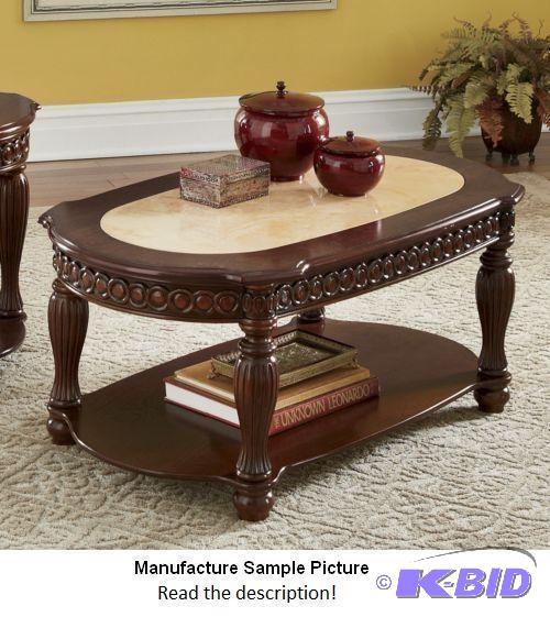 Carved Golden Faux Marble Coffee Table - Inla...