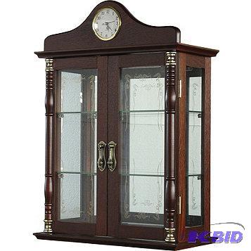 NEW Wall Curio Cabinet with Clock - Walnut MS...