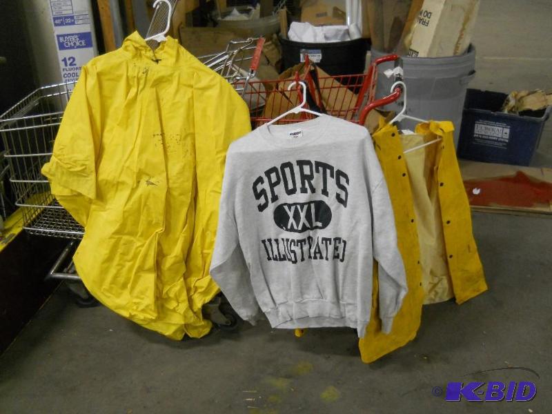 lot 55 image: Sweatshirt and 2 Raincoats for Working in Coolers.