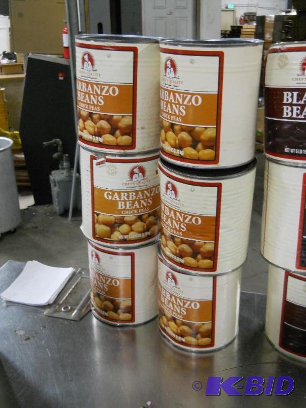 lot 65 image: 6 #10 Cans of Garbanzo Beans. NEW but Dented.