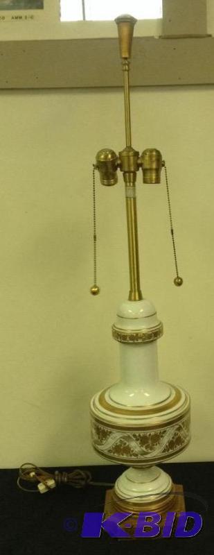 lot 14 image: Dual Socket Lamp with Ceramic Base No Shade