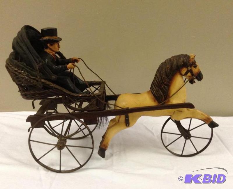 lot 18 image: Great Horse, Buggy and Rider Replica Toy