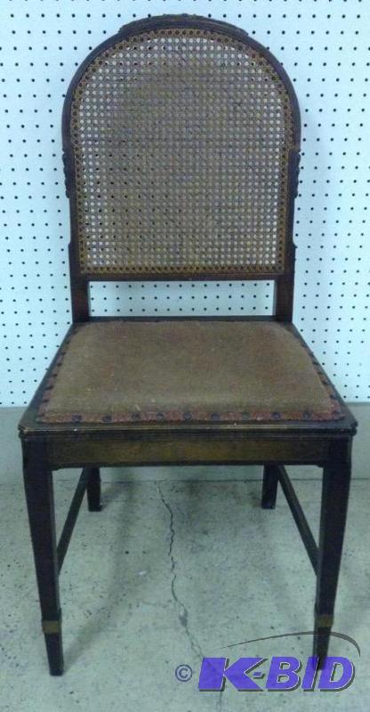 lot 42 image: Single Side Chair with Caned Back and Fabric Seat