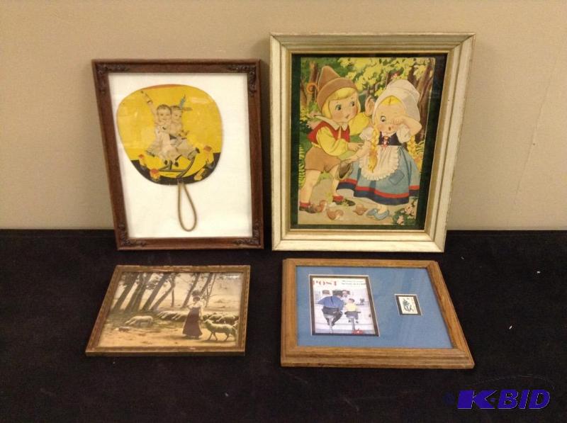 lot 56 image: Lot of Four Framed Wall Pictures - Nostalgic