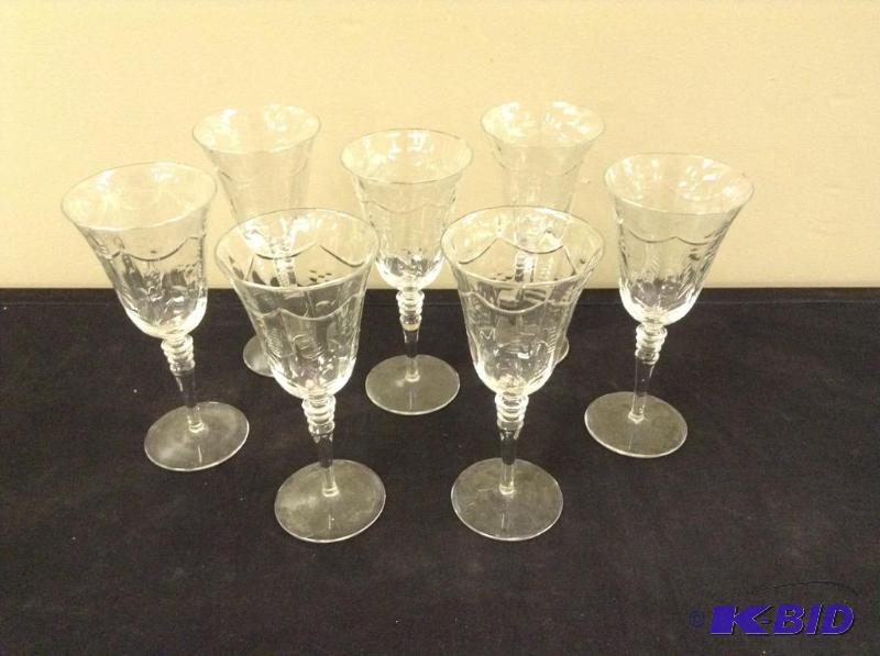 lot 69 image: Clear Etched Crystal Stemware