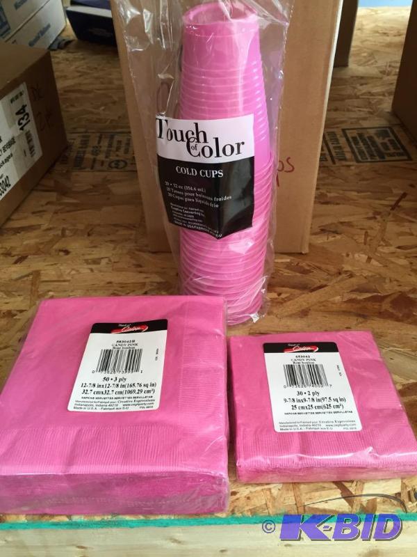 lot 116 image: Candy Pink Napkins and Cups