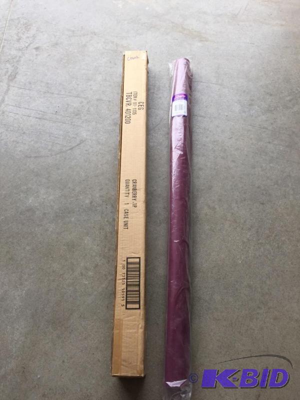 lot 118 image: 100 Foot Cranberry Table Cover Rolls