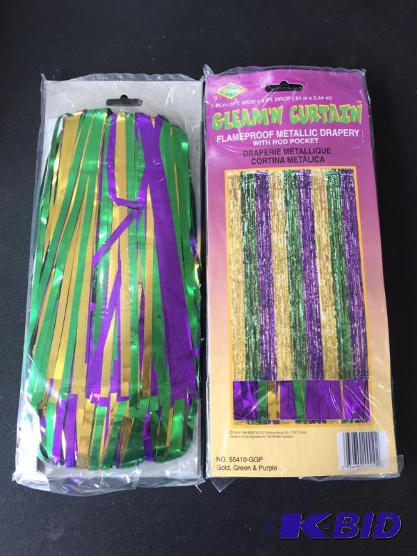 lot 143 image: Gold Green and Purple Gleamn Curtains