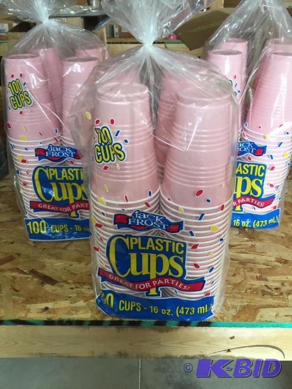 lot 60 image: 16oz Pink Plastic Cups.